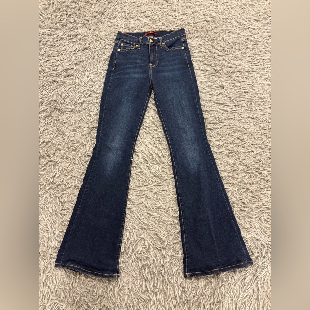 7 For All Mankind Jeans Women Bootcut Flared Denim Dark Wash 26” Waist Y2K Retro